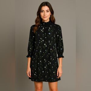 H&M Black Floral Long Sleeve Dress